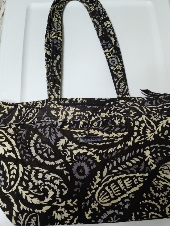 Vera Bradley Handbags - Vera Bradley Black Cream and Lavender Floral Quilted Tote